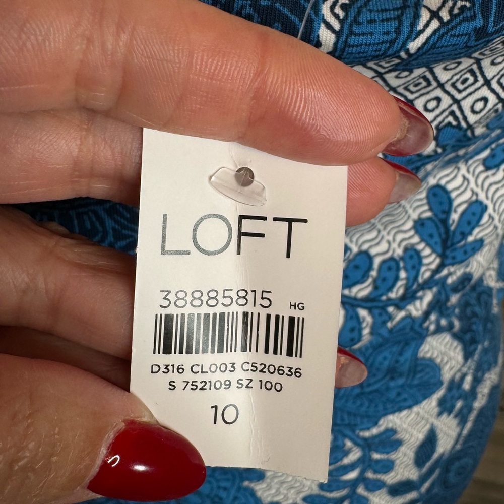 LOFT Blue Floral Tie-Waist One-Piece Swim Cover Dress - Picture 8 of 12